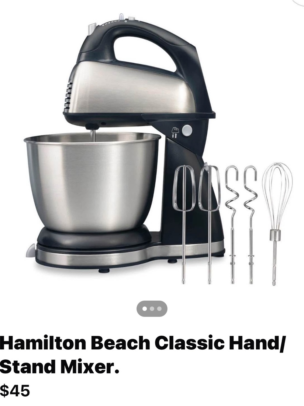 Hamilton Beach Black and Silver Bowl Stand Mixer with Attachments